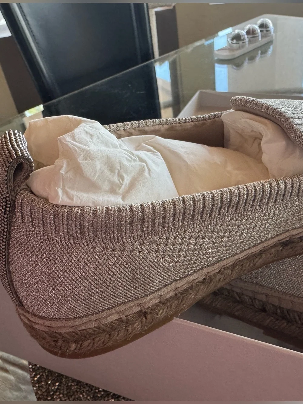 Brunello Cucinelli Monili-Trim Flat Espadrilles, NWT, In BoX +Dust Bag $1082MSRP